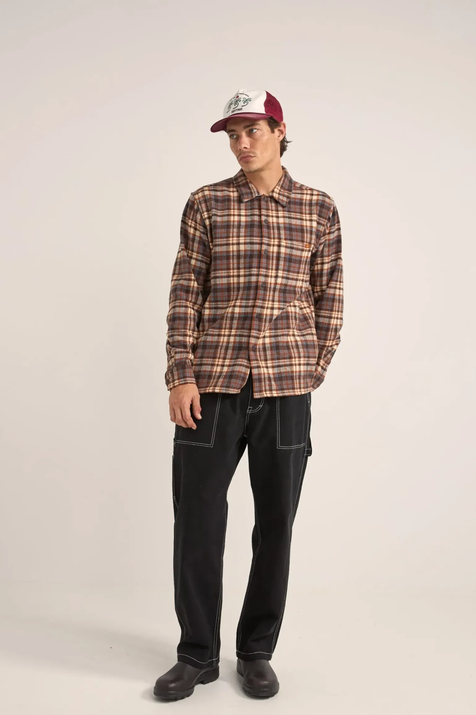 Albert Check LS Shirt Almond