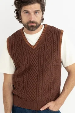 Assembly Fisherman Knit Vest Brown