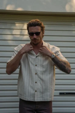 Benny Relaxed Stripe Ss Shirt Cream