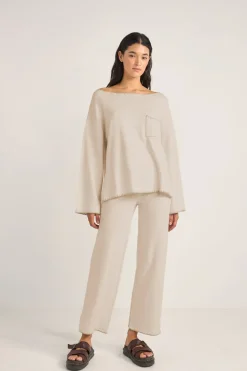 Bondi Knit Straight Leg Pant Natural