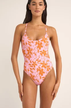 Bora Bora Floral Cross Back One Piece Pink