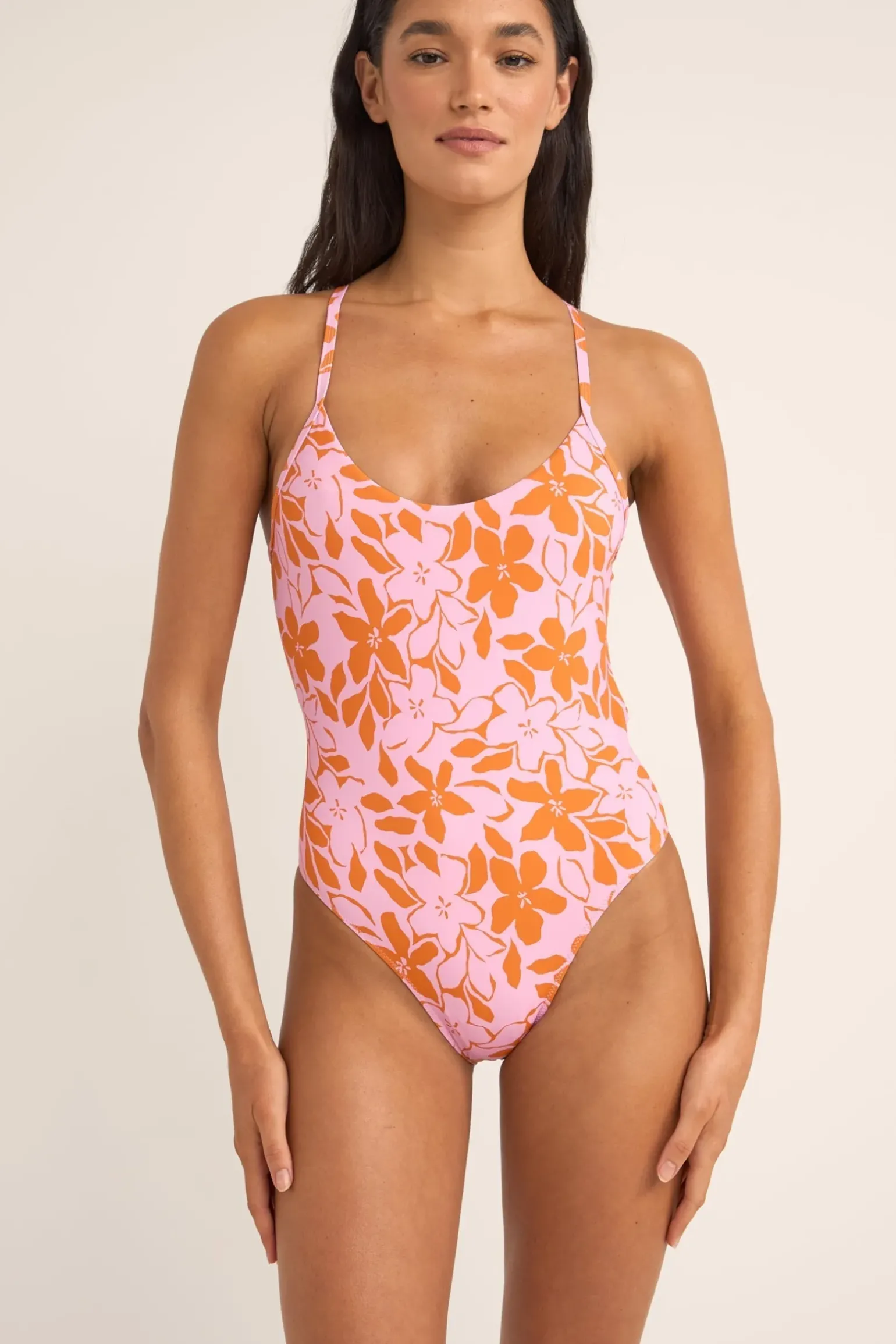 Bora Bora Floral Cross Back One Piece Pink