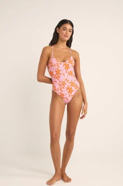 Bora Bora Floral Cross Back One Piece Pink