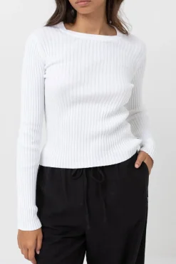 Classic Knit Long Sleeve Top White