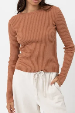 Classic Knit Long Sleeve Top Cinnamon