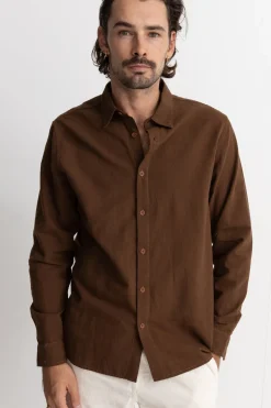 Classic Linen Ls Shirt Chocolate