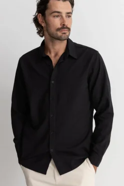 Classic Linen Ls Shirt Vintage Black
