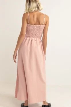 Classic Shirred Midi Dress Rose