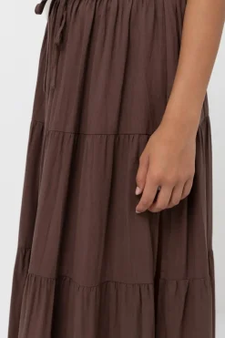 Classic Tiered Maxi Skirt Chocolate