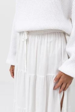 Classic Tiered Maxi Skirt White