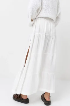 Classic Tiered Maxi Skirt White