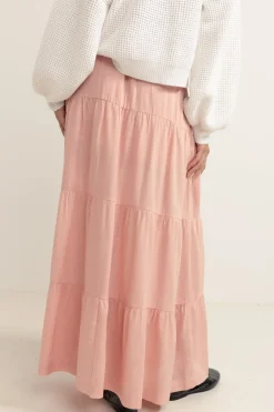 Classic Tiered Maxi Skirt Rose