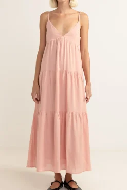 Classic Tiered Midi Dress Rose