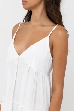 Classic Tiered Midi Dress White