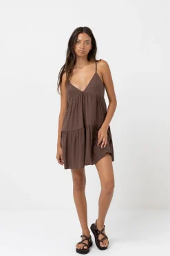 Classic Tiered Mini Dress Chocolate