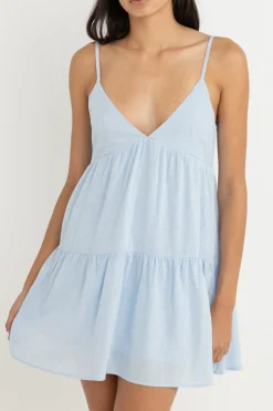 Classic Tiered Mini Dress Blue
