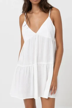 Classic Tiered Mini Dress White