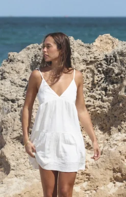 Classic Tiered Mini Dress White