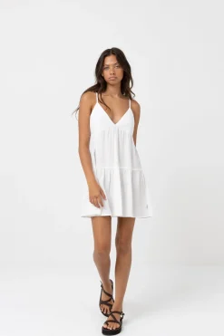Classic Tiered Mini Dress White