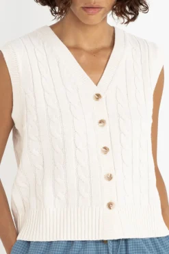 Desi Cable Knit Vest Natural