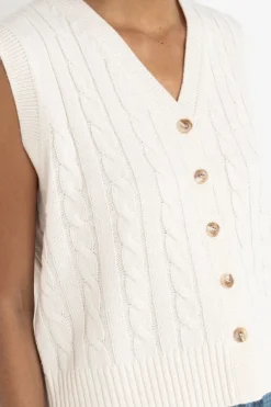 Desi Cable Knit Vest Natural