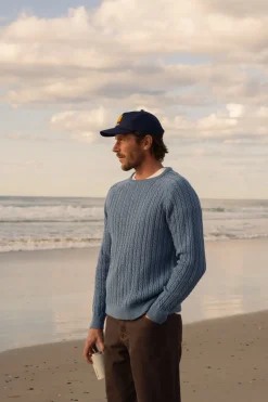 Doheny Pointelle Crew Knit  Slate