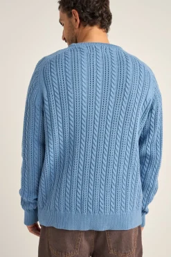 Doheny Pointelle Crew Knit  Slate