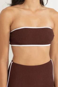 Essential Rib Contrast Bandeau Top Cafe