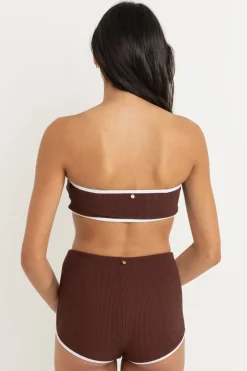 Essential Rib Contrast Bandeau Top Cafe