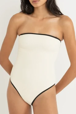 Essential Rib Contrast One Piece Creme