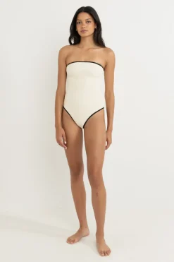 Essential Rib Contrast One Piece Creme