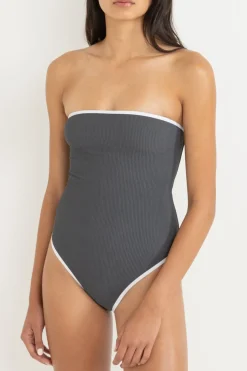 Essential Rib Contrast One Piece Graphite
