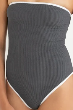 Essential Rib Contrast One Piece Graphite