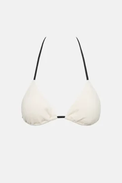 Essential Rib Contrast Slide Tri Top Creme