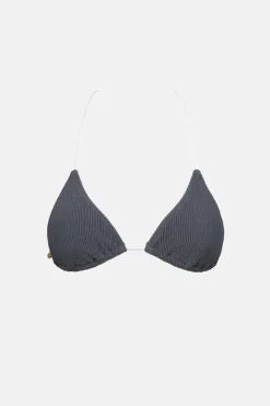 Essential Rib Contrast Slide Tri Top Graphite