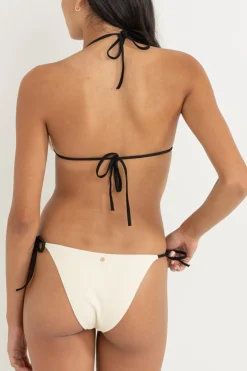 Essential Rib Contrast Tie Side Hi Cut Pant Creme