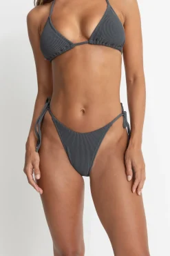 Essential Rib Tie Side Hi Cut Pant Graphite