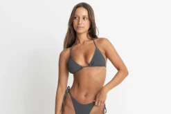 Essential Rib Tie Side Hi Cut Pant Graphite