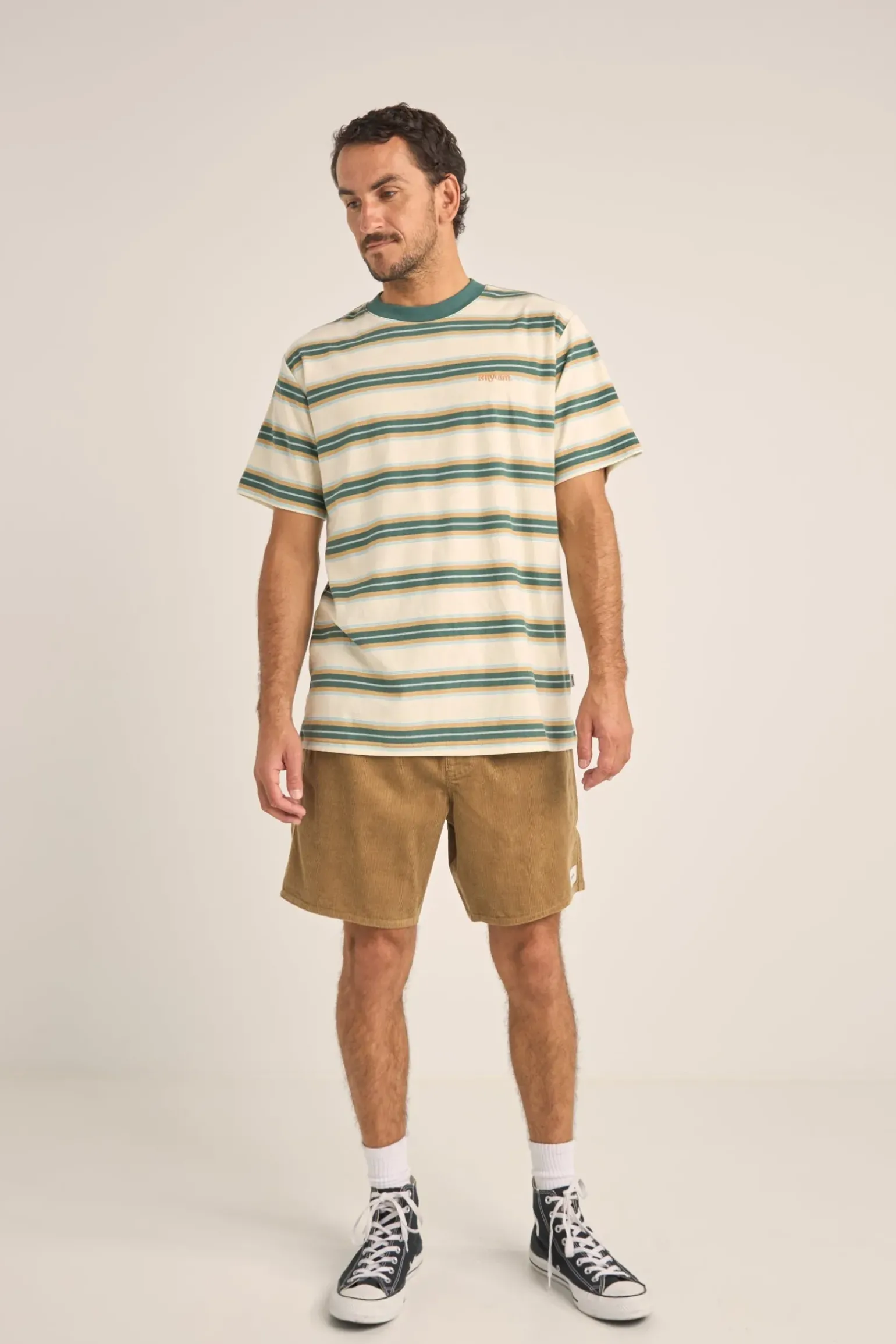Everyday Stripe SS T-Shirt Vintage Green