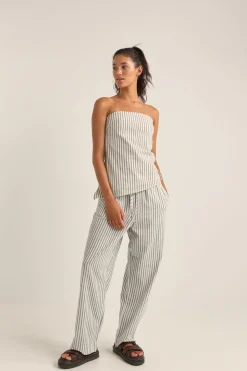 Frankie Elastic Pant Navy Stripe