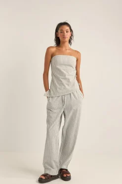 Frankie Strapless Top Navy Stripe