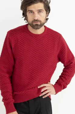 Herringbone Knit Red