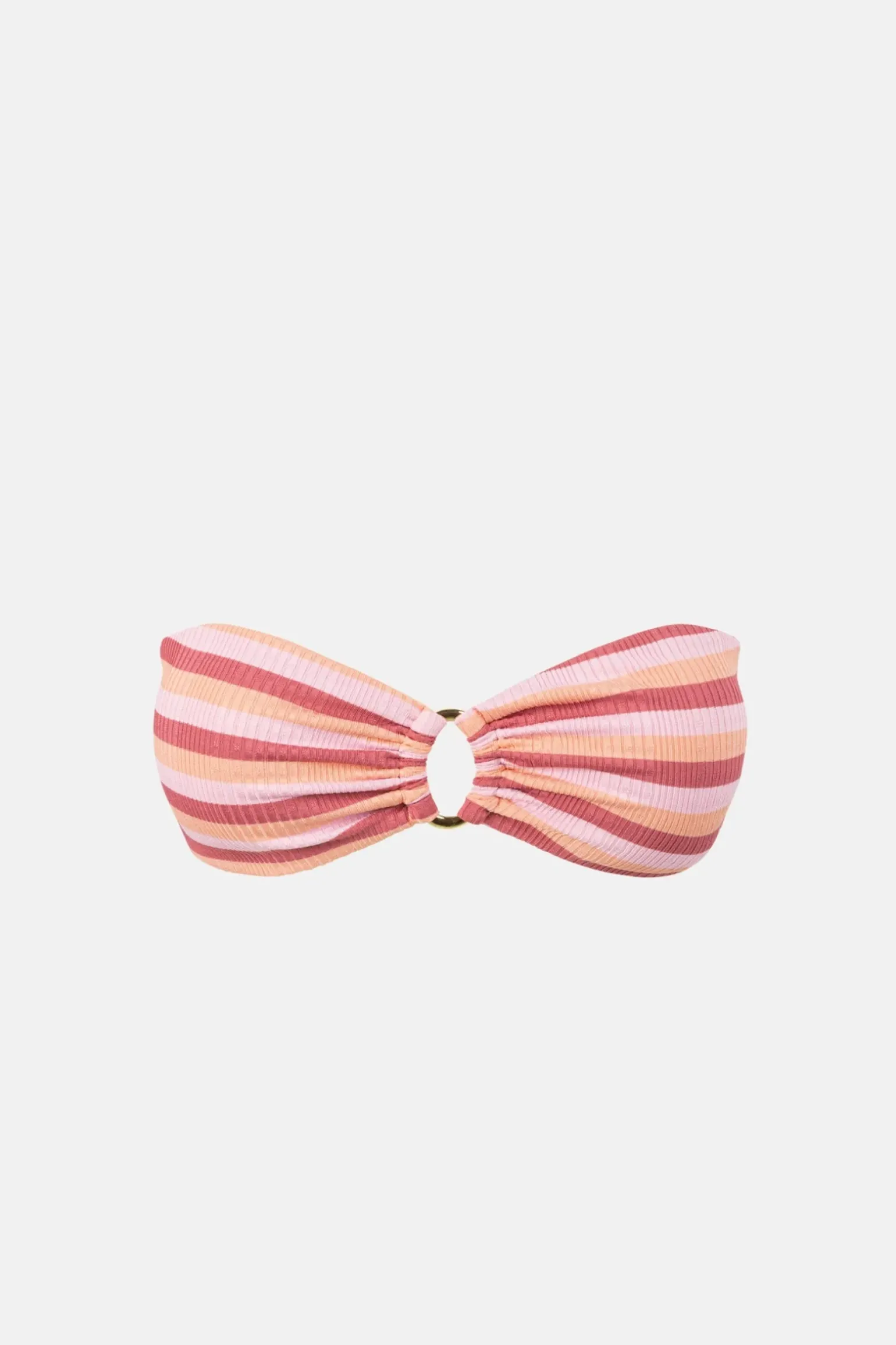 Ibiza Stripe Rib Bandeau Top Pink