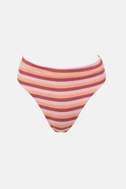 Ibiza Stripe Rib Hi Waist Pant Pink