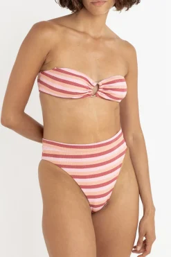Ibiza Stripe Rib Hi Waist Pant Pink