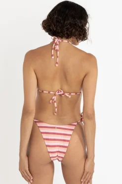 Ibiza Stripe Rib Slide Tri Top Pink