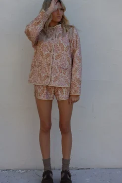 Jane Paisley Quilted Jacket Rose