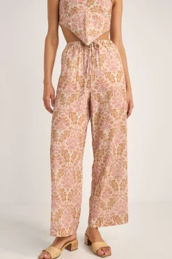 Jessie Paisley Drawstring Pant Rose
