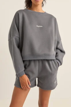 Logo Crew Neck Fleece Charcoal