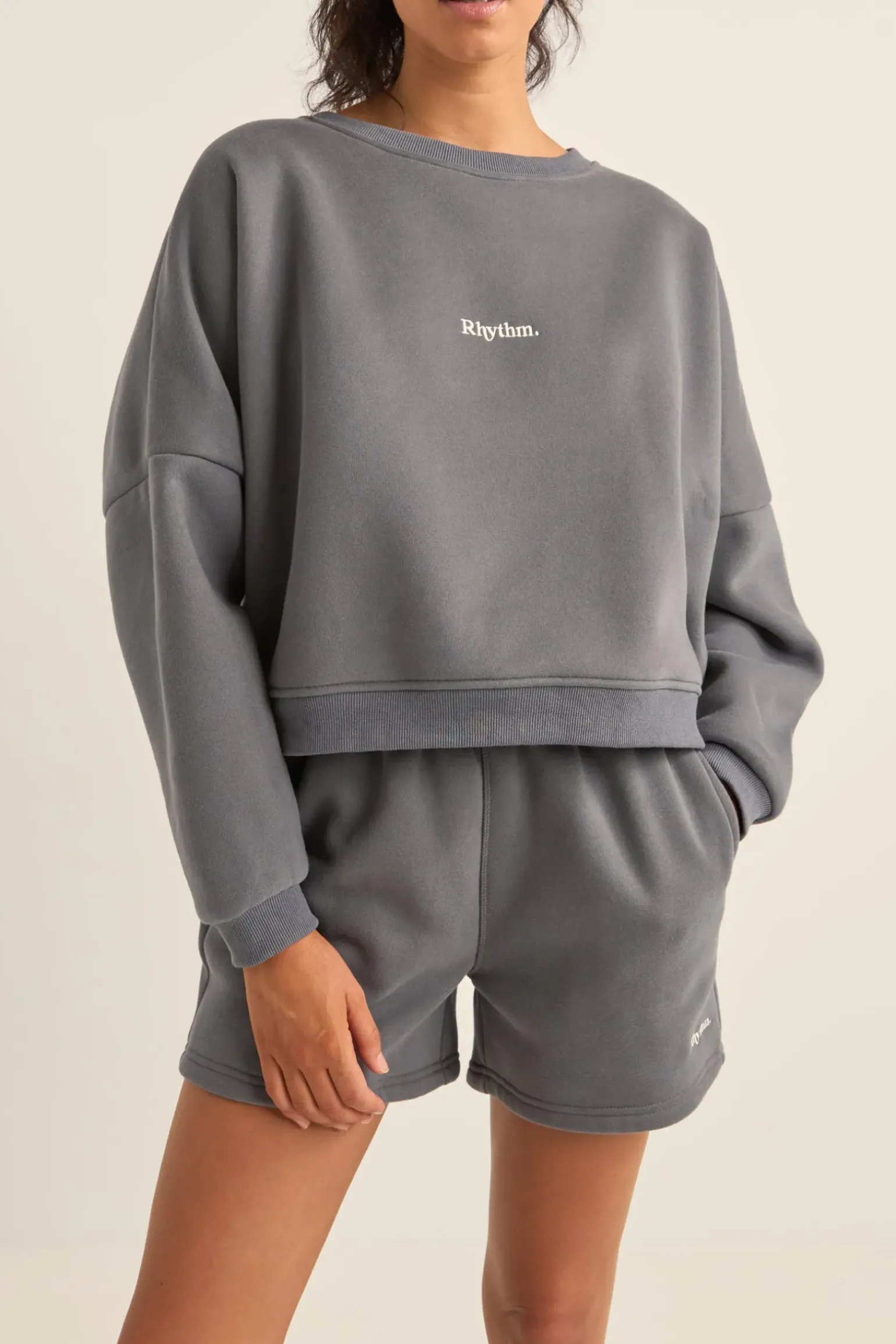 Logo Crew Neck Fleece Charcoal